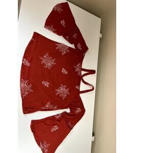 Blushing Heart, rust open shoulder, bell sleeve halter top, women's size M